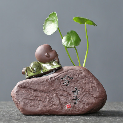 1vnt Kūrybiškumo rankų darbo purpurinė molio arbata naminių gyvūnėlių hidroponiniai augalų papuošalai darbalaukio gėlių vazonų butiko arbatos dekoravimo priedai