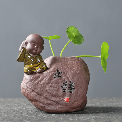 1vnt Kūrybiškumo rankų darbo purpurinė molio arbata naminių gyvūnėlių hidroponiniai augalų papuošalai darbalaukio gėlių vazonų butiko arbatos dekoravimo priedai