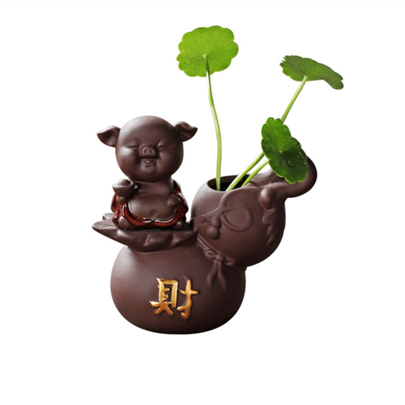 1vnt Kūrybiškumo rankų darbo purpurinė molio arbata naminių gyvūnėlių hidroponiniai augalų papuošalai darbalaukio gėlių vazonų butiko arbatos dekoravimo priedai