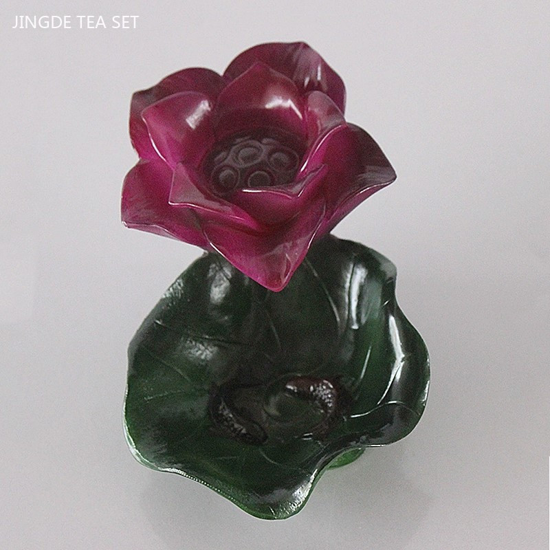 Ceai de Lotus care schimbă culoarea din rășină Decorație pentru animale de companie Sculptură de mână Sculptură pentru tavă de ceai Ornamente pentru ceremonie tradițională a ceaiului