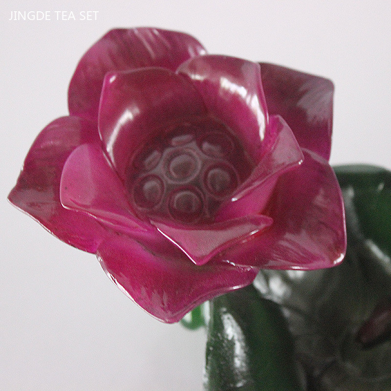 Ceai de Lotus care schimbă culoarea din rășină Decorație pentru animale de companie Sculptură de mână Sculptură pentru tavă de ceai Ornamente pentru ceremonie tradițională a ceaiului