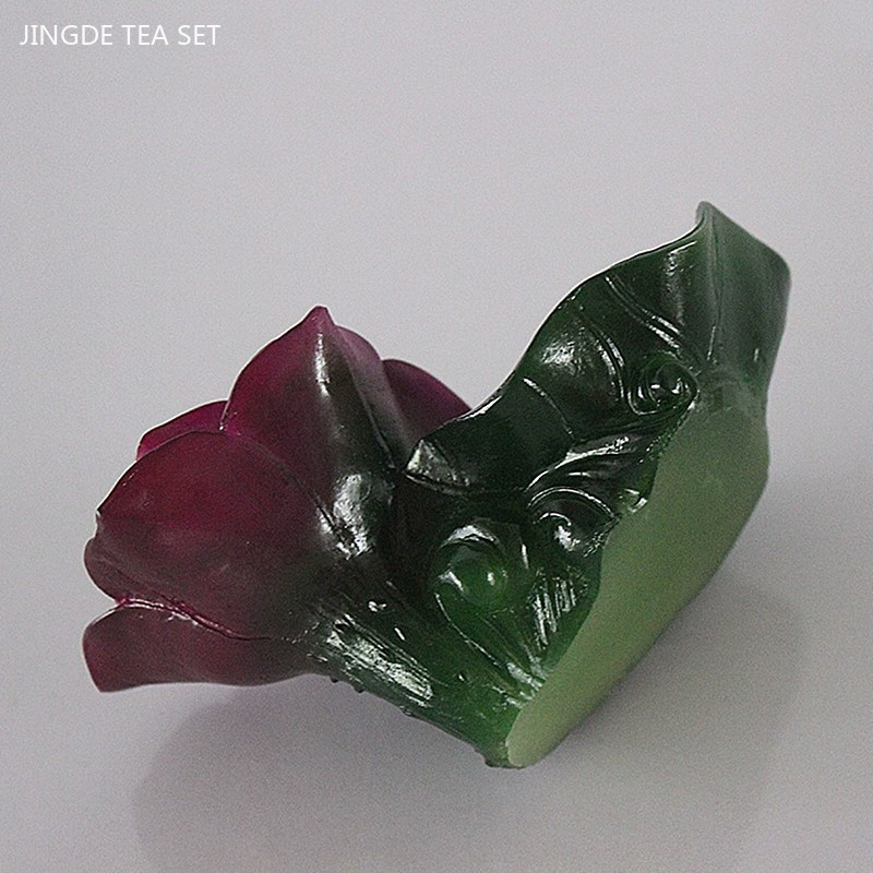 Ceai de Lotus care schimbă culoarea din rășină Decorație pentru animale de companie Sculptură de mână Sculptură pentru tavă de ceai Ornamente pentru ceremonie tradițională a ceaiului