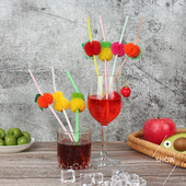 50 de bucăți paie din plastic/bambus, culori amestecate, umbrelă, tuburi de băut, suc de fructe, cocktail, băutură, bar, accesorii pentru petreceri de nuntă, decorare