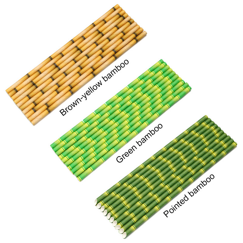 50 DB műanyag/bambusz szívószál keverék színű esernyő ivócsövek gyümölcslé koktél italbár esküvői kellékek dekoráció