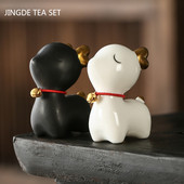 Jauki keramikas tējas mājdzīvnieku rotājumi Boutique Brieža skulptūra Tējas figūriņas rotājums Laimīgās tējas paplātes piederumi Tējas servīzes dekors Amatniecība