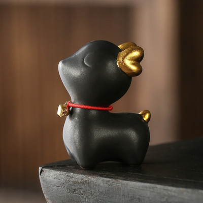 Jauki keramikas tējas mājdzīvnieku rotājumi Boutique Brieža skulptūra Tējas figūriņas rotājums Laimīgās tējas paplātes piederumi Tējas servīzes dekors Amatniecība