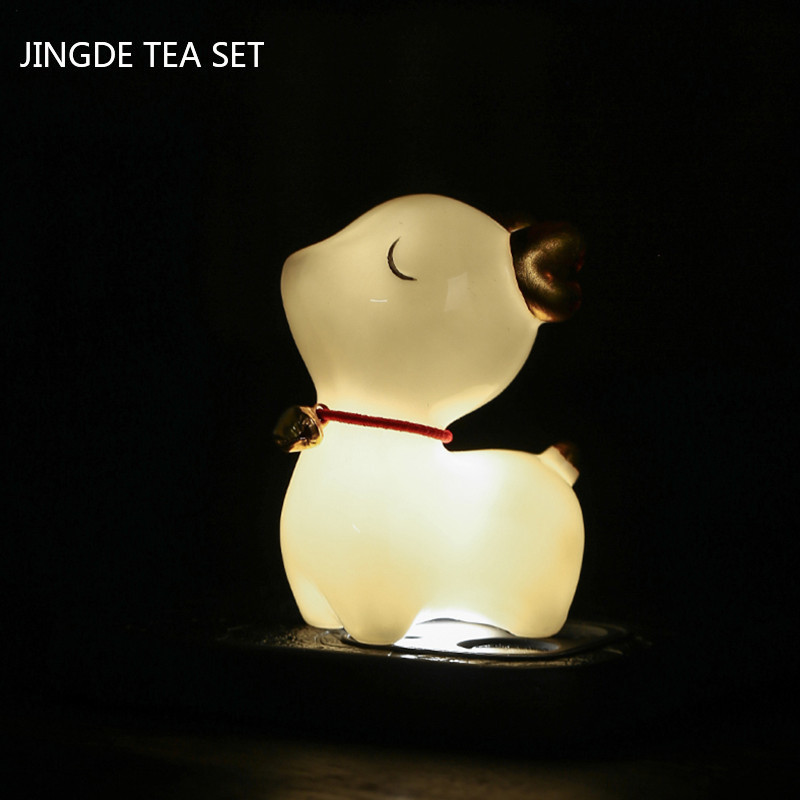 Jauki keramikas tējas mājdzīvnieku rotājumi Boutique Brieža skulptūra Tējas figūriņas rotājums Laimīgās tējas paplātes piederumi Tējas servīzes dekors Amatniecība