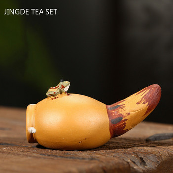 Yixing Purple Clay Tea Sculpture Pet Orliments Creative Water Spray Frog Lotus Root Tea Παίξτε Διακόσμηση Σετ τσαγιού Decor Crafts
