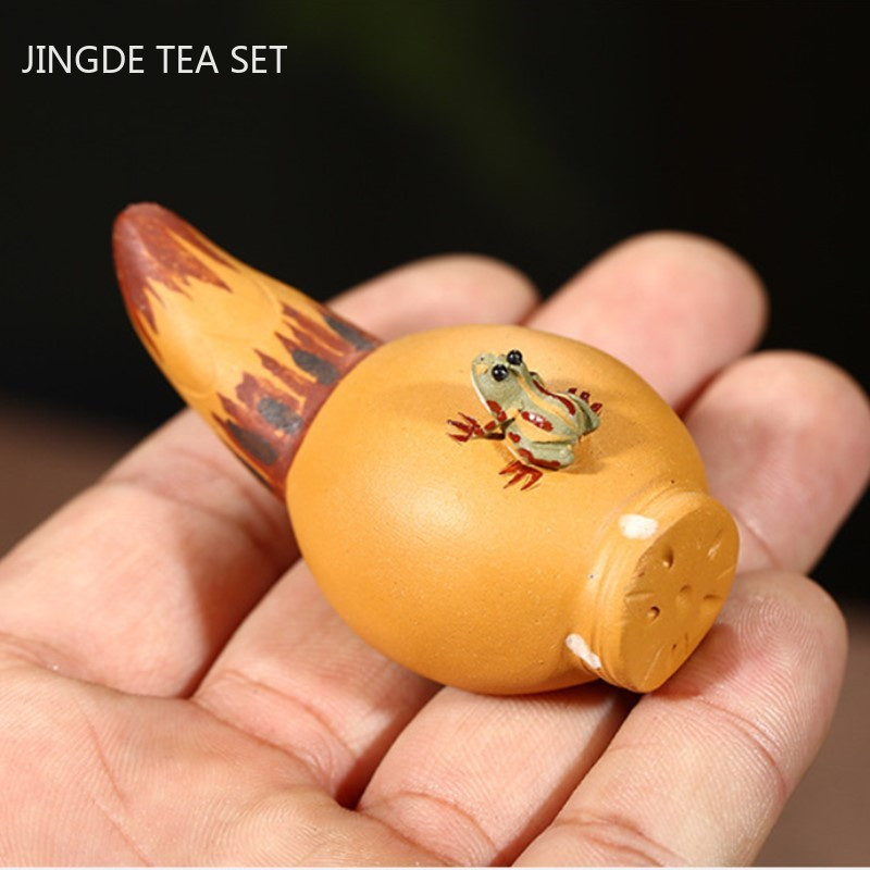 Yixing Purple Clay tee Lemmiklooma skulptuur Kaunistused Loominguline veepihustus Konna Lootosejuure tee Mäng Dekoratsioon Teekomplekt Decor käsitöö