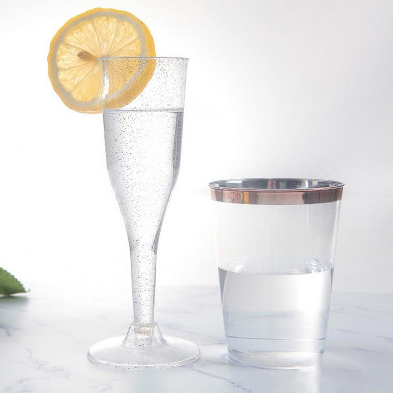 Pasākumu piederumi Vīna šampanietis 4,5 oz/135 ml Flute Goblet Cocktails Cup Bar Vienreizējās lietošanas ballīšu kokteiļi kāzu glāzes 10 gab Sarkanas