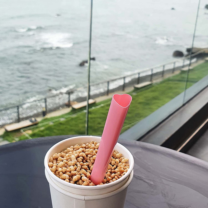 25 bucăți paie pentru smoothie, paie roz în formă de inimă, paie de băut drăguțe din plastic, paie reutilizabile