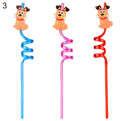 1/8 vnt. Daugkartinio naudojimo gyvūnų serijos teminiai plastikiniai šiaudeliai vaikams su gimtadienio vakarėliu Baras Gėrimo šiaudeliai Vakarėlio šiaudeliai Vakarėlio dekoras