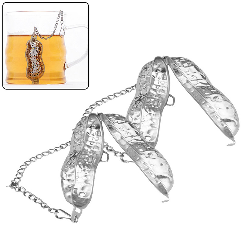 Augstas kvalitātes zemesriekstu formas tējas sietiņš pārtikas kvalitātes brīvu lapu tējas iesmidzināšanas filtra difuzors tējas piederumi