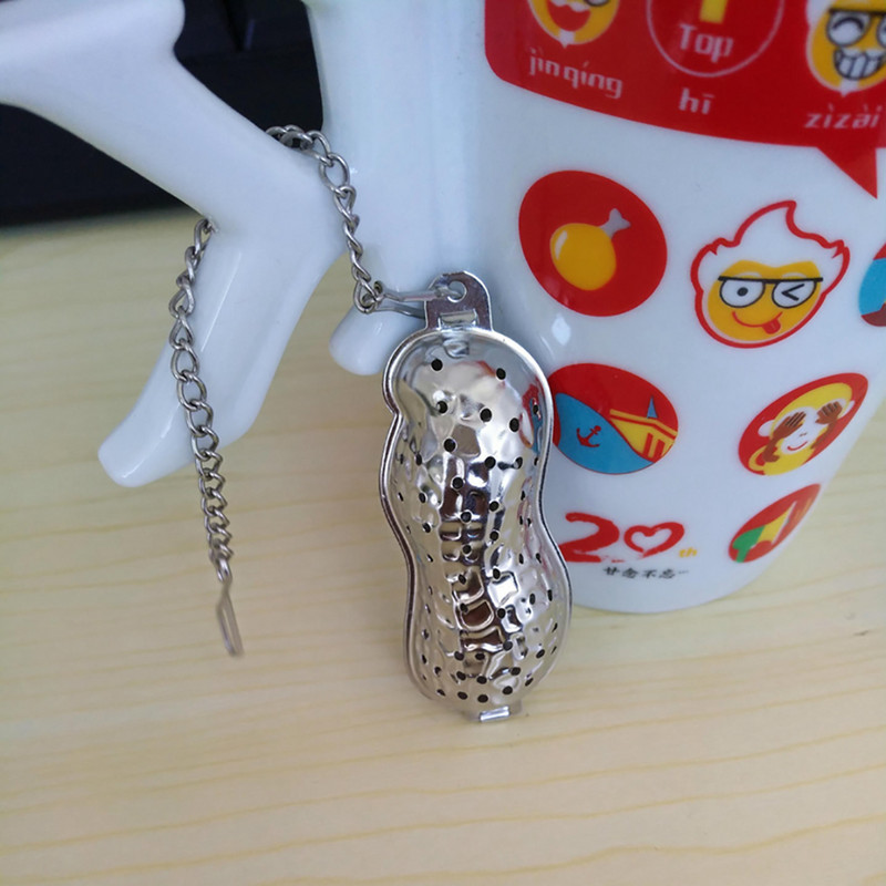 Augstas kvalitātes zemesriekstu formas tējas sietiņš pārtikas kvalitātes brīvu lapu tējas iesmidzināšanas filtra difuzors tējas piederumi