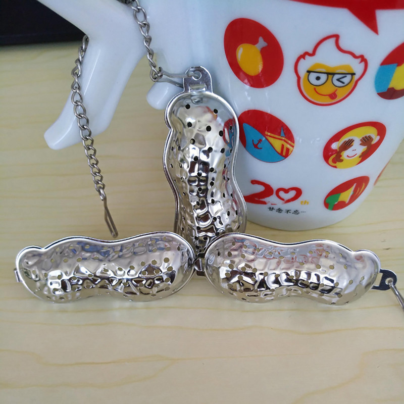 Augstas kvalitātes zemesriekstu formas tējas sietiņš pārtikas kvalitātes brīvu lapu tējas iesmidzināšanas filtra difuzors tējas piederumi