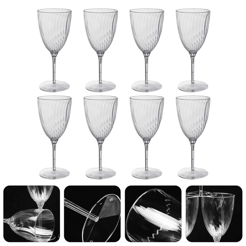 8 db eldobható üveg egyszeri piros pohár csésze pezsgős fuvola műanyag átlátszó italok