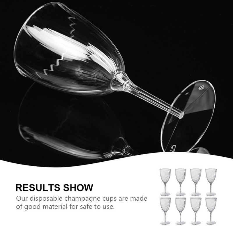 8 db eldobható üveg egyszeri piros pohár csésze pezsgős fuvola műanyag átlátszó italok