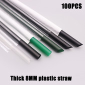 Eldobható műanyag szívószálak 8 mm-es egyedi csomagolású fekete zöld szívószálak 100 DB Smoothie joghurtos egyenes szívószálak