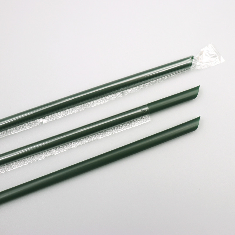 Eldobható műanyag szívószálak 8 mm-es egyedi csomagolású fekete zöld szívószálak 100 DB Smoothie joghurtos egyenes szívószálak