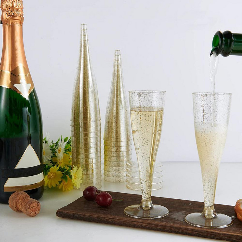 Plastic Bar Cocktail Champagne Eveniment 10 buc Roșu 4,5 oz/135 ml Rechizite Transparente Vin Petrecere Flaute de unică folosință Pahare pentru pahare de nuntă