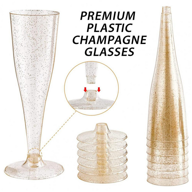Plastic Bar Cocktail Champagne Eveniment 10 buc Roșu 4,5 oz/135 ml Rechizite Transparente Vin Petrecere Flaute de unică folosință Pahare pentru pahare de nuntă