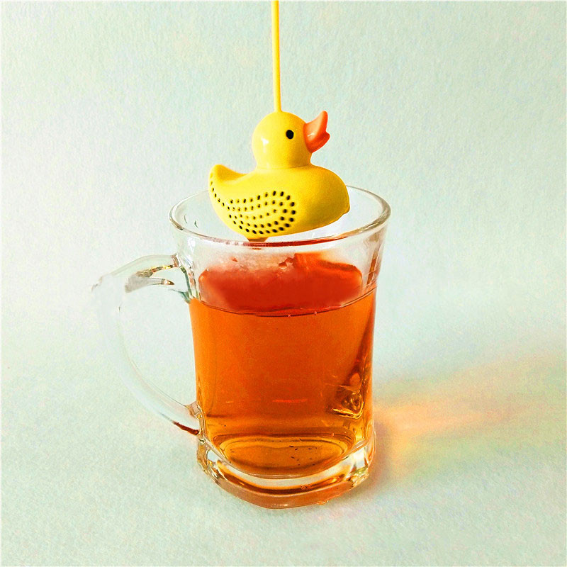 Duck Shape Tea Infuser Szilikon Teaszűrők Konyhai Kiegészítők Laza Levél Diffúzor 1Db Aranyos Rajzfilm Élelmiszer-Újrafelhasználható