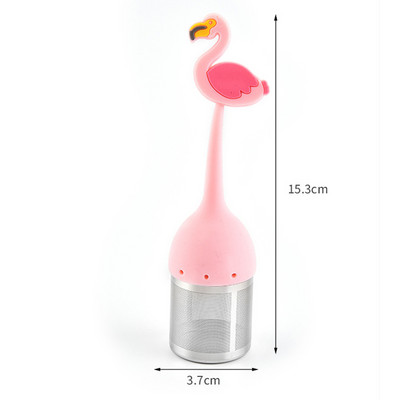 Filtru de ceai din silicon Flamingo Difuzor Filtru de ceai Pliculete de ceai de ananas Kiwi Infuzor de plante Consumabile pentru băuturi Instrument de ceai pentru casă