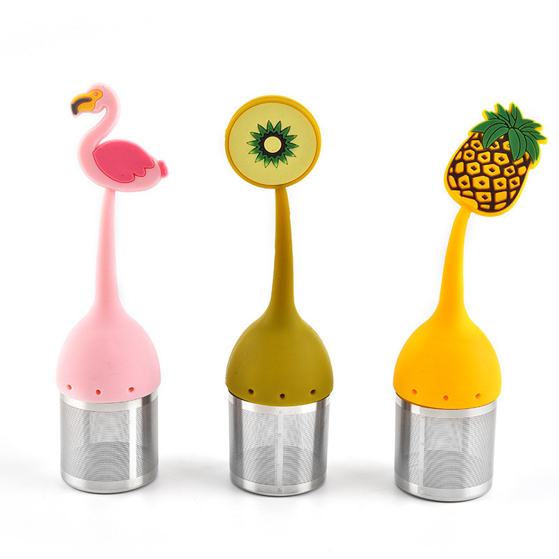 Flamingo silikoninis arbatos sietelis arbatos filtras difuzorius Ananasų kivi arbatos maišeliai Žolelių užpilas gėrimo reikmenys Namų arbatos įrankis