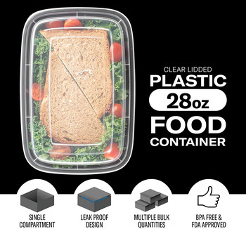 10 бр. Еднократни пластмасови контейнери за храна Плодова салата Bento Box Prep Кутии за съхранение Кутии за обяд Ресторантски консумативи за хранене в микровълнова фурна