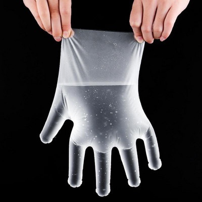 100PCS Ръкавици за еднократна употреба Прозрачни водоустойчиви чисти хигиенични пластмасови ръкавици Уплътняващо фолио за храна Еднократна кухненска посуда