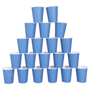 40 τεμ Χάρτινα ποτήρια (9 Οζ) - Επιτραπέζια σκεύη κέτερινγκ για πάρτι γενεθλίων απλών μονόχρωμων, 20 τεμ. μπλε & 20 τεμ. κίτρινο