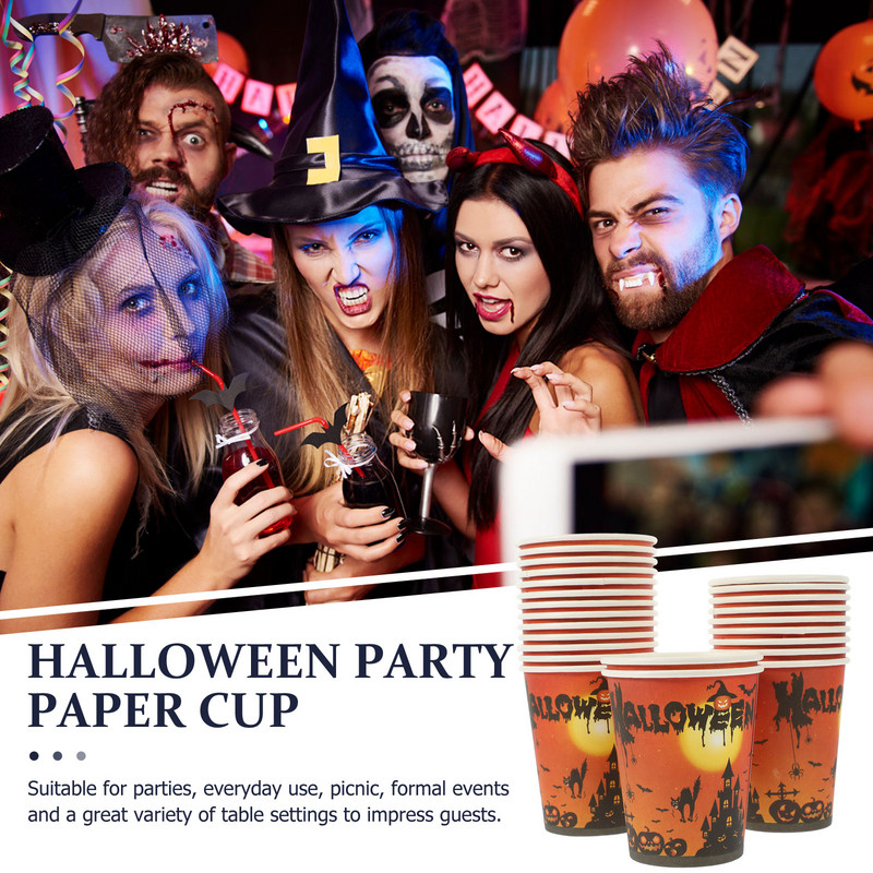 24 gab. Pasniegšanas piederumi Reklāmkarogs Helovīna ballīšu krūzes Vienreizējās lietošanas tūrisma papīra piederumi