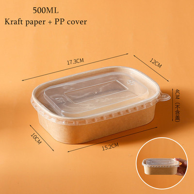 10db 750 ml-es nátronpapír ebédlődoboz saláta gyümölcstészta csomagolódobozos étkezés előkészítő tartályok PP fedéllel Eldobható ételtartók