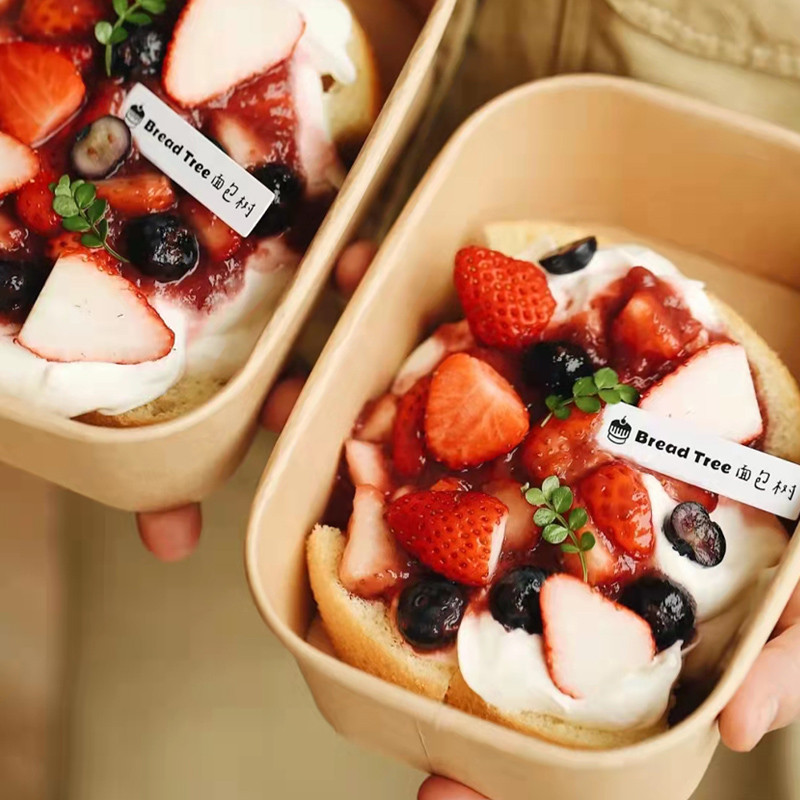 10db 750 ml-es nátronpapír ebédlődoboz saláta gyümölcstészta csomagolódobozos étkezés előkészítő tartályok PP fedéllel Eldobható ételtartók