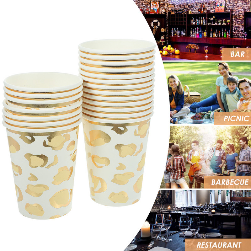 20 gab. Papīra paplāte, dzeramā glāzes banketu krūzes, deserts vienreizējās lietošanas kafija, sabiezināts biroja ūdens