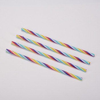 1PC Пластмасови сламки Rainbow за многократна употреба Непрозрачни сламки за пиене Еко сламка за коктейли за чаши 16oz 24oz