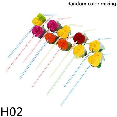 10/20/30/50 vnt Atogrąžų vaisių ananasų šiaudeliai Lankstomi vienkartiniai šiaudeliai gėrimų kokteiliui Havajų vakarėliui prie baseino vestuvių reikmenys