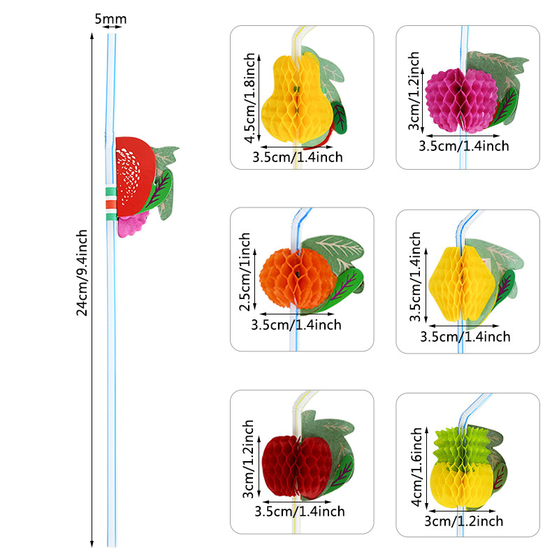 10/20/30/50 vnt Atogrąžų vaisių ananasų šiaudeliai Lankstomi vienkartiniai šiaudeliai gėrimų kokteiliui Havajų vakarėliui prie baseino vestuvių reikmenys