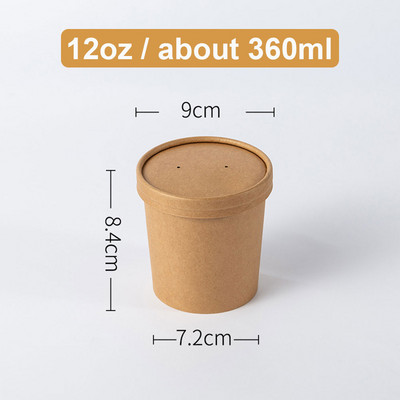 10 gab. Augstas kvalitātes vienreizējās lietošanas kraftpapīra bļoda 500 ml apaļš salātu deserts pārtikas uzkodas saldējuma līdzņemšanai iepakojuma kauss ar vākiem