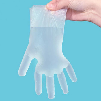 100 бр./кутия Прозрачни пластмасови ръкавици за еднократна употреба Барбекю Готварски TPE ръкавици за домашна баня Санитарни ръкавици за почистване