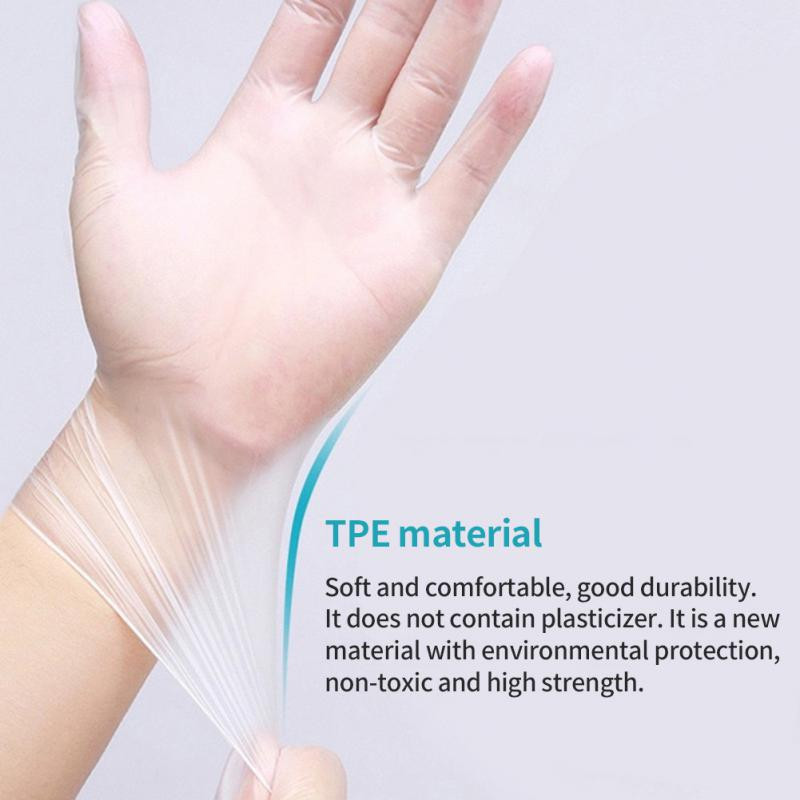 100 tk/karp läbipaistvast plastikust ühekordselt kasutatavad kindad BBQ toiduvalmistamiseks mõeldud TPE kindad majapidamises kasutatavate vannitoa hügieenikindad puhastamiseks