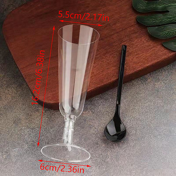 6PCS Пластмасови чаши за вино и шампанско Флейти за еднократна употреба Сватбен душ Тостове Парти консумативи Прозрачни чаши Чисти хигиенни