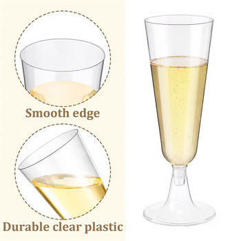 6 ΤΕΜ Πλαστικά ποτήρια κρασιού Σαμπάνια Φλάουτα Γαμήλια ντους τοστ Προμήθειες πάρτι μιας χρήσης Clear Cups Drinkware Clean Hygienic