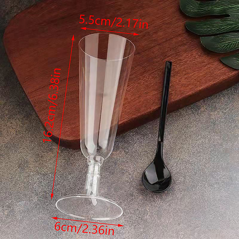 6GAB Plastmasas vīna šampanieša glāzes Flautas Vienreizējās lietošanas Kāzu duša Grauzdēšanas ballīte Izejmateriāli Caurspīdīgi Krūzes Dzērienu trauki Tīri Higiēniski