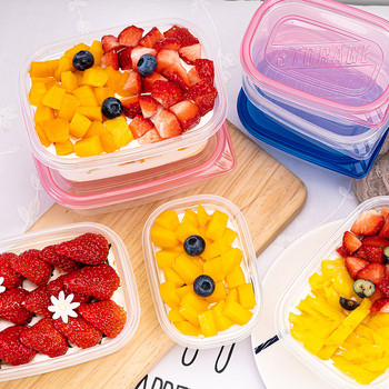 10Pcs 200ML прозрачна пластмасова правоъгълна купа Десертна кутия за торта Кухненска салата Закуски Контейнер за храна за пикник с капаци