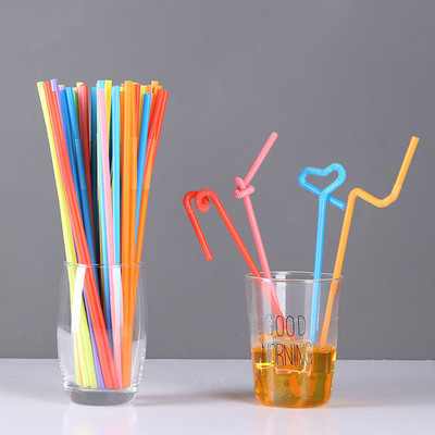 100Gb vienreizlietojamie kokteiļu salmiņi 21cm melni gari īsi plastmasas salmiņi DIY ballīšu sulas dzērieni salmu virtuves piederumi