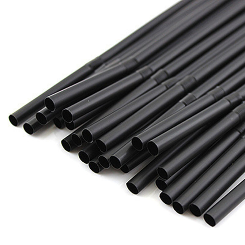 100Gb vienreizlietojamie kokteiļu salmiņi 21cm melni gari īsi plastmasas salmiņi DIY ballīšu sulas dzērieni salmu virtuves piederumi