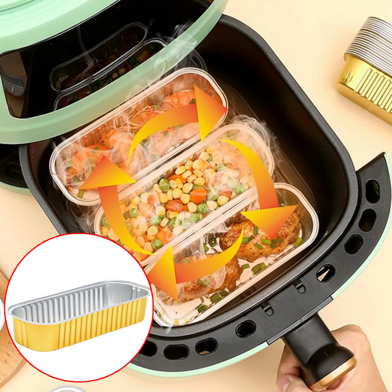 Vienreizlietojamie klaipu cepešpannas Alumīnija folijas garās smalkmaizītes krūzes Gaisa cepšanas ieliktnis 10gab 200ml Cupcake cepšanas piederumi Virtuves instrumenti