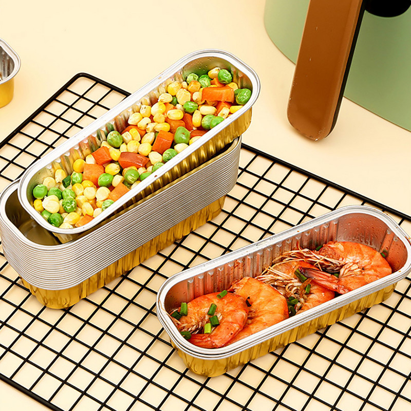 Vienreizlietojamie klaipu cepešpannas Alumīnija folijas garās smalkmaizītes krūzes Gaisa cepšanas ieliktnis 10gab 200ml Cupcake cepšanas piederumi Virtuves instrumenti