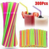 300 vnt./pak. Vienkartiniai plastikiniai gėrimo šiaudeliai Neoninės spalvos lankstomi kokteilių šiaudeliai Gimtadienio vestuvių šiaudeliai vakarėlio reikmenys